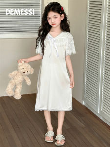 Lace V-Neck Girls Sleepwear Dress