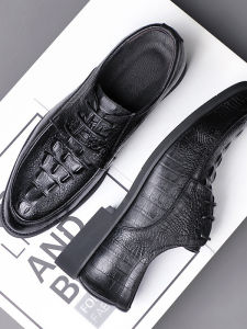 Genuine Leather Crocodile Pattern Mens Dress Shoes Business Internal Height Increase