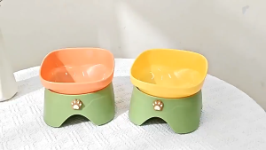 Pet Slow Feeder Bowl Elevated Dog Cat Bow Detachable High Footed Adjustable Anti Indigestion Mangkuk Kucing