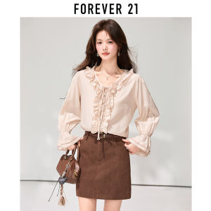 Forever 21 | Áo Nữ Kiểu Pháp Cổ V Đính Dây Tùng Xòe