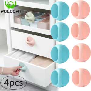 Polocat 4 Cái Tay Nắm Cửa Sổ Và Cửa Ra Vào Nhà Nhỏ Gọn Tay Nắm Cửa Liền Mạch Tự Dính Bằng Nhựa Ngăn Kéo Tủ Quần Áo