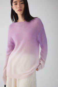 epoque de rueen | Boat Neck Gradient Loose Mink Wool Sweater Female Spring