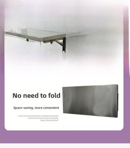 Foldable Stainless Steel Wall Mounted Shelf Kitchen Simple Dining Table Partition Rack Drill Hole Foldable Wall Rack