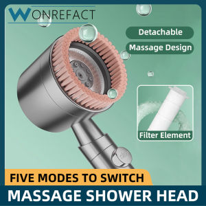 Bathroom Massage Shower Head Handheld Shower Head Five Modes Wall-Mounted Shower Head Detachable Filter Cartridge Design