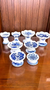 Chân Nến Thờ Cúng Men Lam Bát Tràng Đế Cắm Nến Gốm Sứ Cao Cấp Vẽ Rồng Hoa Sen Nhiều Kích Thước
