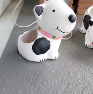 กระถางเซรามิค กระถางต้นไม้ น้องหมา เซ็ท 3 ชิ้น สูง 4นิ้ว กว้าง 3.5-4.5นิ้ว มีรูระบายน้ำ กระถางแขวนต้นไม้ แข็งแรง ทนทาน