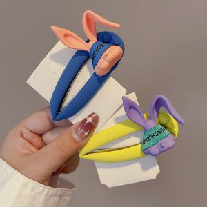 กิ๊บติดผมลายตุ๊กตากระต่ายหูพับสีบล็อกขนาดใหญ่สำหรับผู้หญิง กิ๊บติดผมสไตล์เกาหลี แฟชั่นฤดูร้อน 2022 สไตล์ใหม่ MichuGo