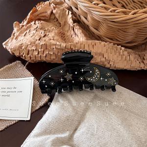 Black Basic Style Shark Clamp Hair Clip for Women Simple Fashion Retro Feelings Large Size Vintage Feeling Hair Accessories