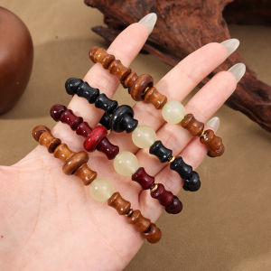 【ปราสาทนางฟ้า】ลูกปัดหยกพระพุทธรูปทำจากไม้จันทร์สีเขียวสร้อยข้อมือเรืองแสงลูกปัดของขวัญกำไลข้อมือกำไลข้อมือ Santalinus สตรีแบบเปลี่ยนสีได้