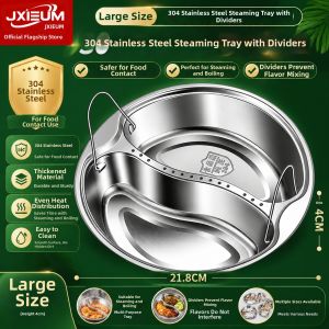 Food-Grade 316 Stainless Steel Dual Compartment Steamer Plate