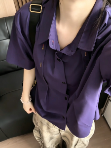 CHENMU | Colorful Embroidery Ice Silk Short Sleeve Shirt Mens Cool Sun Protection