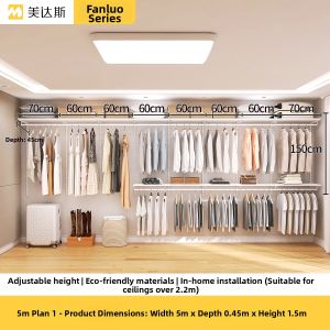 Custom Walk-in Closet Steel Frame Wardrobe 5m
