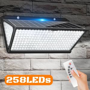 Outdoor Solar Lights with 3 Modes Motion Sensor 258 LED Solar Flood Light IP65 Waterproof Fence Garden Security Wall Lamp