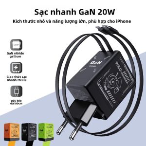 Bộ Sạc Nhanh GaN 2 Trong 1 120W Với Cáp Type-C Và Lightning Có Thể Thu Vào Bộ Chuyển Đổi Điện Thoại Di Động (F3)