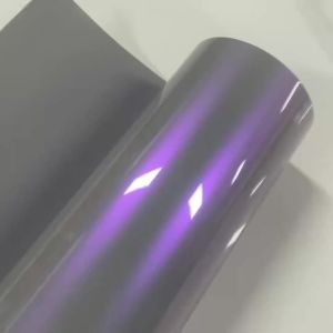 Premium Candy Gloss Chameleon Vinyl Wrap Film Roll Color Change Grey to Purple Self Adhesive Decal Automotive Car Wrapping Foil
