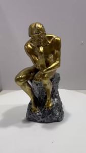 European-style Thinker Resin Figurine Ornament for Creative Home and Office Bookshelf Decoration