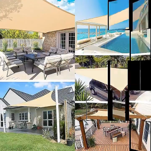 ผ้าใบกันแดด 420D ทรงสี่เหลี่ยม กันน้ำ กัน UV 98% สำหรับใช้กลางแจ้ง ระเบียง และสวน