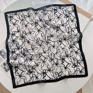 ผ้าพันคอผ้าฝ้ายลินินบาง ทรงสี่เหลี่ยม มีหัวเข็มขัด ลายแมว ฤดูร้อน ฤดูใบไม้ผลิและฤดูใบไม้ร่วง ผ้าไหมขนาดเล็ก เครื่องประดับแฟชั่น