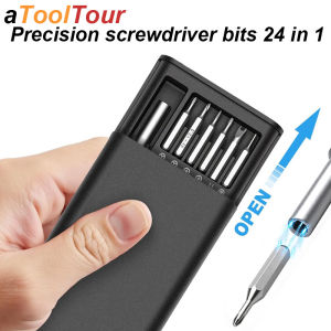 24 in 1 Precision Screwdriver Set Magnetic ScrewDriver Bit Kit Aluminum Handle Swivel Cap for Electronics Repair Phone PC Watch