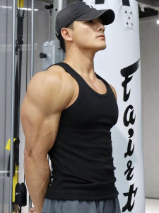 American Style Training Fitness Muscle Tank Top Mens Tight Fit Sweat Absorbent Summer Heavyweight Chunky Thread Sportswear