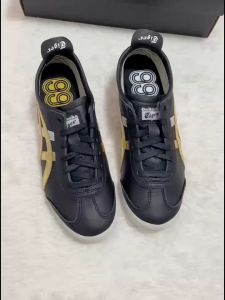 100% Original Tiger Shoes Mexico 66 Fashion Classic Leather Shoes Mens Shoes Womens Shoes Casual Shoes Comfortable non-slip sneakers Couple Shoes Walking Shoes Black/Gold