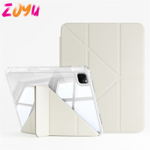 Ốp Ipad ZOYU Ốp Trong Suốt Có Khe Cắm Bút Chì Bên Phải Cho iPad Pro 11 Inch Pro 2nd 3rd 4th gen (2020/2021/2022) bao da ipad air 5 air4 ipad 10 gen mini 6 ốp ipad gen 9 gen8 gen7 ipad pro 12 9 inch case Y bìa gấp Acrylic vỏ cứng màu trắng kem