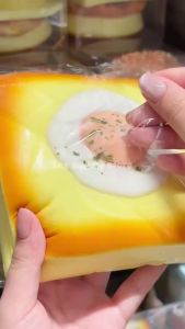 NeeDoh | Fried Egg Toast Squishy Toy Slow Rising Squeeze Bread Stress Relief Hand Fidget Toy Kids Adults