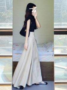High-Waist French-Style Half Dress for Women Summer 2023 New A-Line Skirt Umbrella Dress Drape Sense Long Dress
