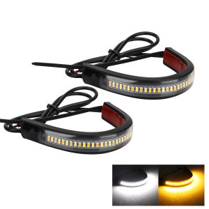 2/4Pcs 12V LED Motorcycle Turn Signal Light DRL Ring Fork Strip Lamp Flashing Blinker Amber White Moto Flasher Auto Accessories
