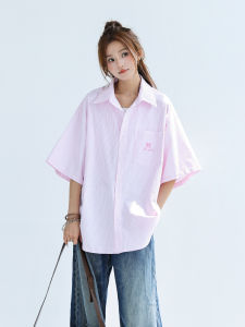 CHANT2nd | Striped Dog Embroidery Lightweight Casual Shirt