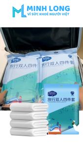 (Bộ 4 món) Chăn Ga Vỏ Gối Du Lịch Dùng 1 Lần Bộ Ga Trải Giường Dùng 1 Lần Kháng Khuẩn Nội Địa Trung Quốc