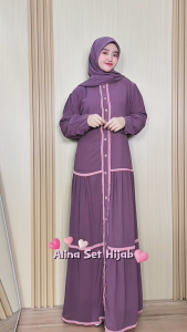 Alina Set Hijab Ceruty Babydoll LD110 PB140 Busui Friendly Hijab Segiempat