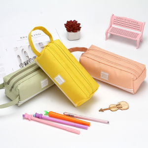 3Pcs Stripe Pencil Case Bag Makeup Bag for Women Man Kids Zipper Large Solid Color Cosmetic Bag Travel Make Up Organizer Bags