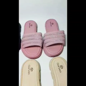 Sandal Jelly Slop Flat Ban Polos Strip 3 Diamonds LLS JSD-1808 36-41