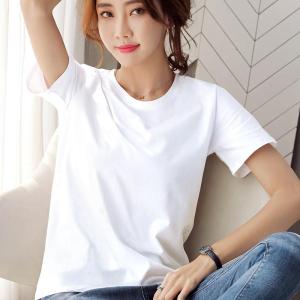 White Pure Cotton Loose Short Sleeve T-Shirt Womens Half Sleeve Shoulder Top Black Solid Color Spring Summer New Arrival