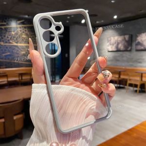 แฟชั่นเคสสำหรับ Samsung Galaxy A17 A07 A16 A06 A26 A36 A56 A15 A05 4G A05S A25 A55 A35 5G เคสโทรศัพท์หรูหราเคลือบฝ้าอะคริลิคใสพีซี + ฝาครอบ TPU