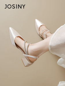 Josiny | Coarse Heel New One-Strap Fairy Style Crystal Sandals