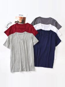 Modale Mens Short Sleeve T-Shirt Loose Fit Cooling Summer Style Bamboo Fiber Large Size for Youth Home Use