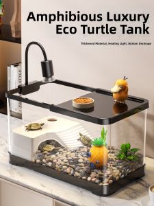 HUICHONG | Special Design for Home Brazilian Turtle Aquarium with Platform and Landscaping Features Small