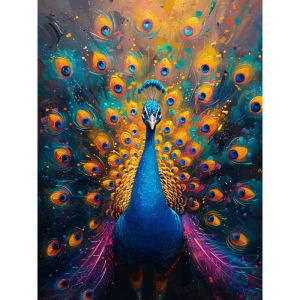 Jigsaw Puzzle 500 1000 1200 2000pcs Majestic Peacock With Colorful Plumes Bold Painterly Details For Adults Stress Relief