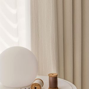 Lightproof French Luxury Style Curtain Cream Color Wrinkle Fabric Chiffon Jacquard