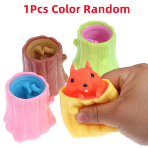 Squeeze Squirrel Stump Cup Pinching music Antistress Childrens Fidget Toy Decompression Tree Stump Miniature Weird Play For Kids