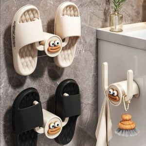 1/2/4pcs vui vẻ Dép móc phòng tắm hình chữ U treo tường Punch-Free Dép Kệ tự dính giá lưu trữ cho dép giày móc treo chỗ đựng