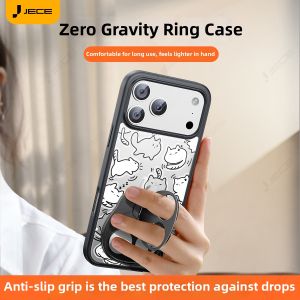 JECE | Gravity-reducing Ring Anti-drop Protection Full-coverage Phone Case for 17ProMax and iPhone16pro with Stand and Cat Collaboration Design