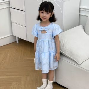 2024 Korean Style Dress Anak Perempuan Dress Bubble sleeved princess dress