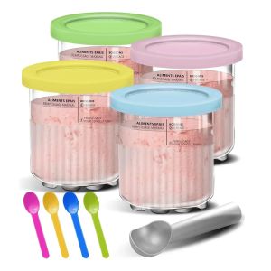 4Piece sets Creative Ice Cream PC Cup Creami Ice Cream Storage Containers With Lids and Scoop Apply to Ninja Creami NC500 NC501