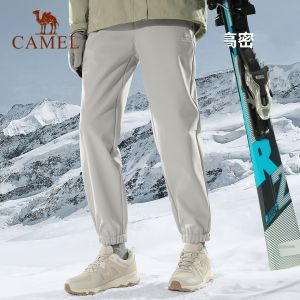Camel womens outdoor soft shell pants winter windproof water repellent plus velvet pants