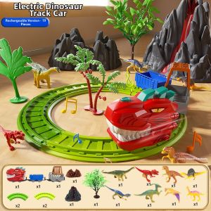 WANJUTEGONGDUI | Dinosaur Rail Train DIY Building Intelligence Adventure Electric Toy
