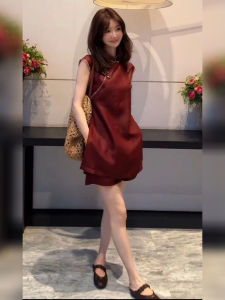 DANTING | New Summer Stylish Chinese Style Red Button Set (Top & Shorts)