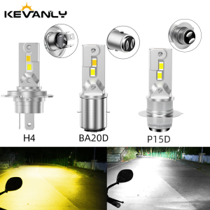 KEVANLY | 1x H4 LED Motorcycle Headlight H6 BA20D P15D CSP Led White Yellow Hi/Lo Beam Spotlight Motorbike Scooter Running Lamp 12V